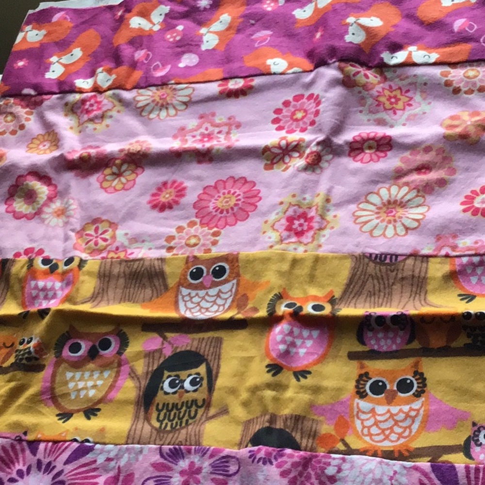 Owl Fox Mismatched Flowers pink orange pillowcase